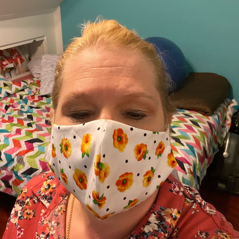 Adult Face Mask π· Yellow Orange Flowers π - Picture 2 of 9